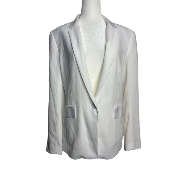 Rag & Bone Rylie Grosgrain Trim‎ White Tailored Jacket Blazer Size 8 Women's - Picture 1 of 8